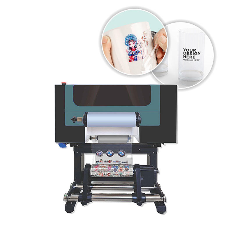 In ấn DTF UV rộng 300mm AB Film Tự động UV Flatbed Varnish Printer cho nhãn dán kim loại thủy tinh