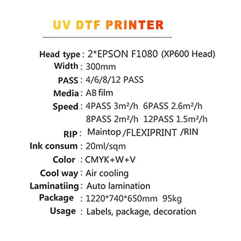 Máy in UV DTF độ phân giải cao 300mm Máy in UV DTF cho chai nhựa acrylic