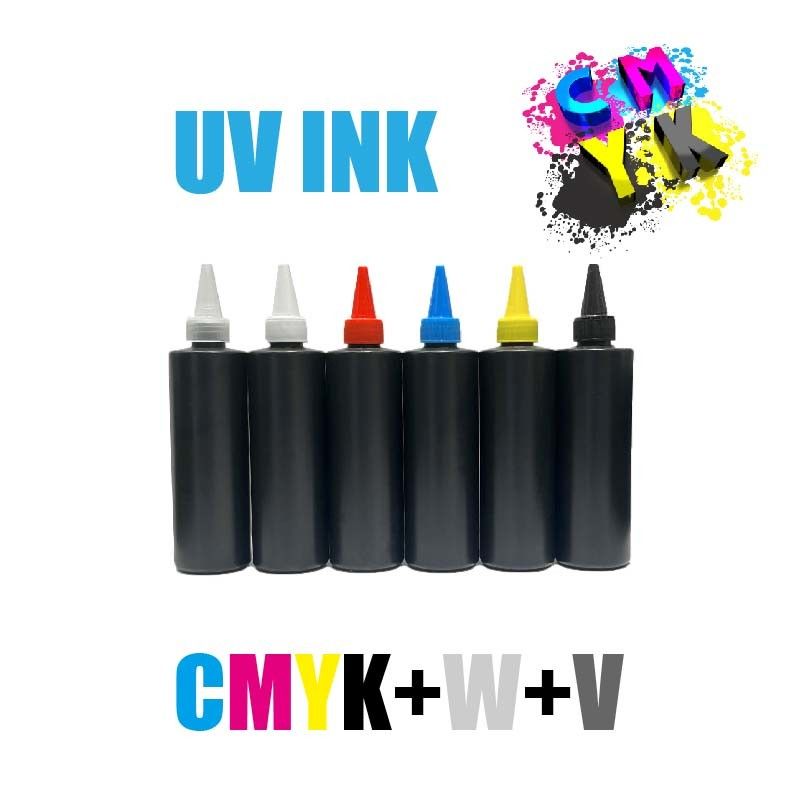 CMYK + W + V UV DTF Ink UV DTF Mực keo và sơn UV DTF Inch in ấn